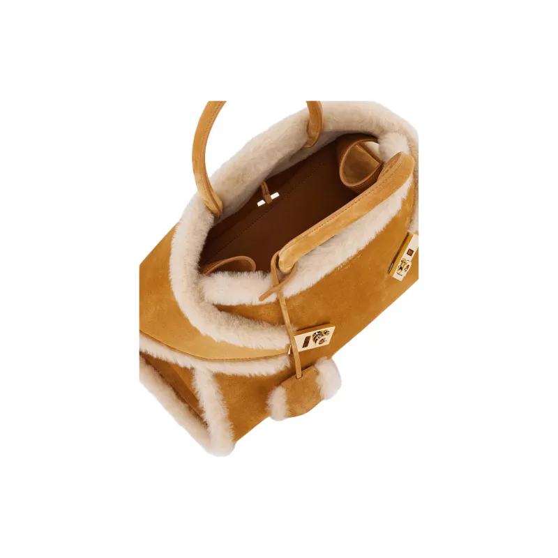 FERRAGAMO Suede Handbag Small Size Women's Natural Nude-4