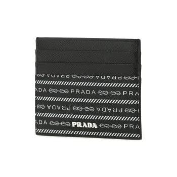 PRADA Cow Leather Card Holder Men's Black