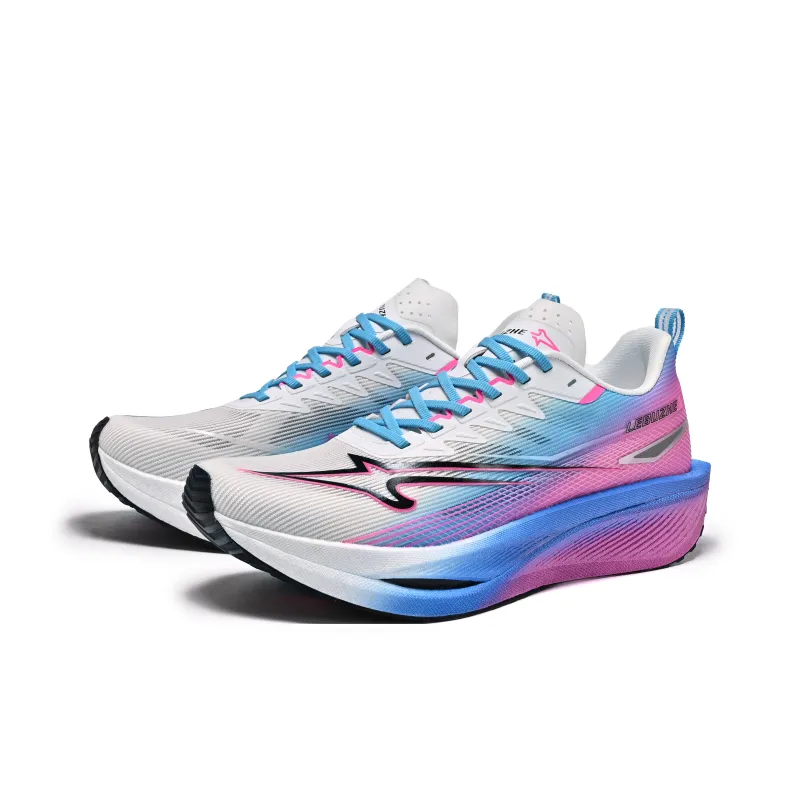 LEBUZHE Low Top Running Shoes Men's Sea Blue Cherry Blossom Pink-2