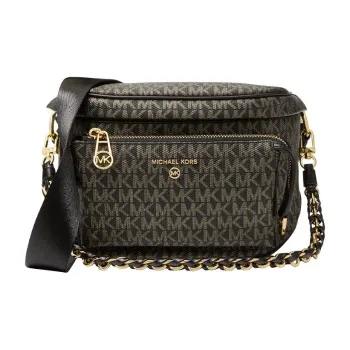 MICHAEL KORS Artificial Leather Shoulder Bag, Crossbody Bag Medium Size Women's Black & Gold