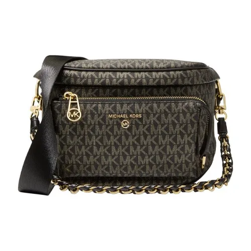 MICHAEL KORS Artificial Leather Shoulder Bag, Crossbody Bag Medium Size Women's Black & Gold