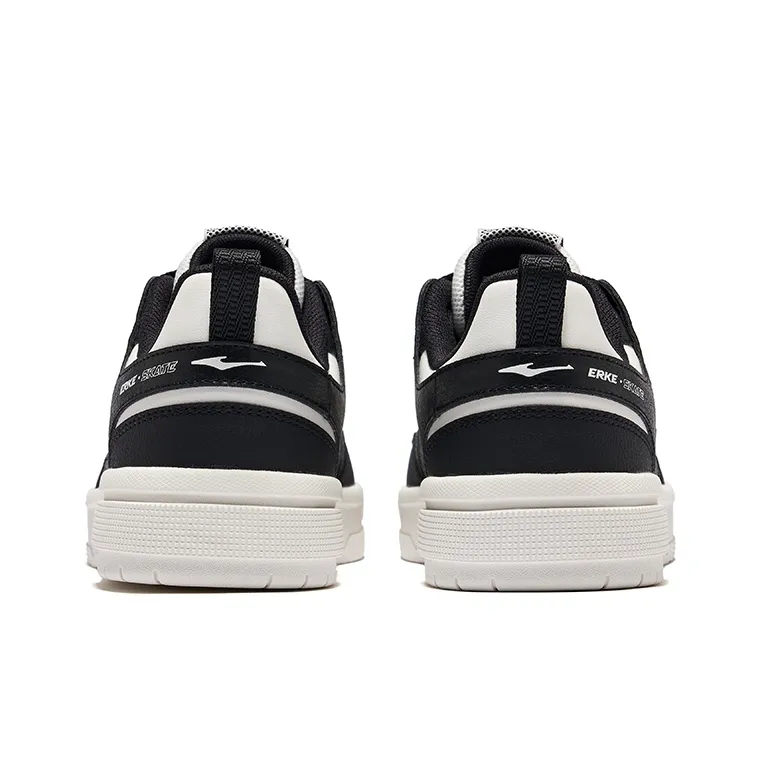 Erke Pioneer Wear-Resistant Slip-Resistant Low-Top Skateboard Shoes Men's Microcrystal White/Jet Black-4