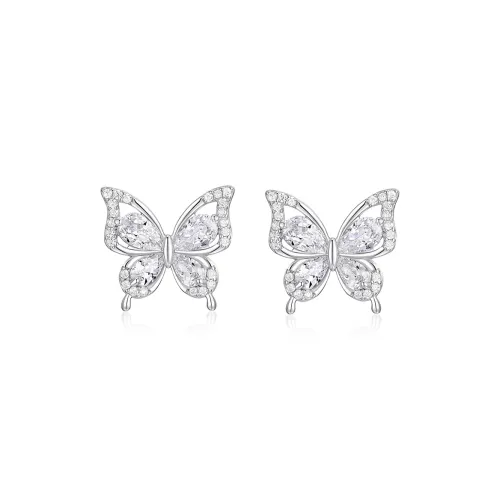 KADER Shimmering Butterfly Dance Series 925 Sterling Silver Stud Earrings Women's Silver BFF Gift Box Set