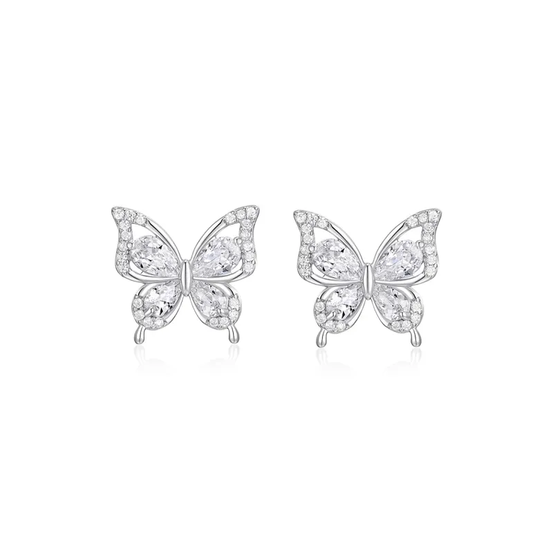 KADER Shimmering Butterfly Dance Series 925 Sterling Silver Stud Earrings Women's Silver BFF Gift Box Set-0
