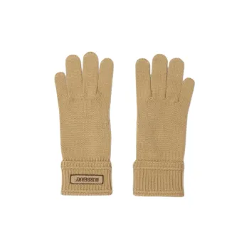 Burberry Wool Knit Gloves Unisex Sand