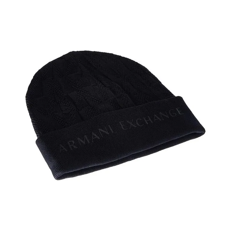 ARMANI EXCHANGEAE Cotton Fabric Beanies Men's Dark Blue-3