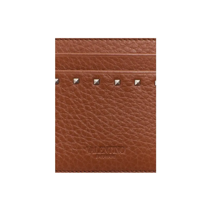 Valentino GARAVANI Calfskin Card Holder Men's Brown-4