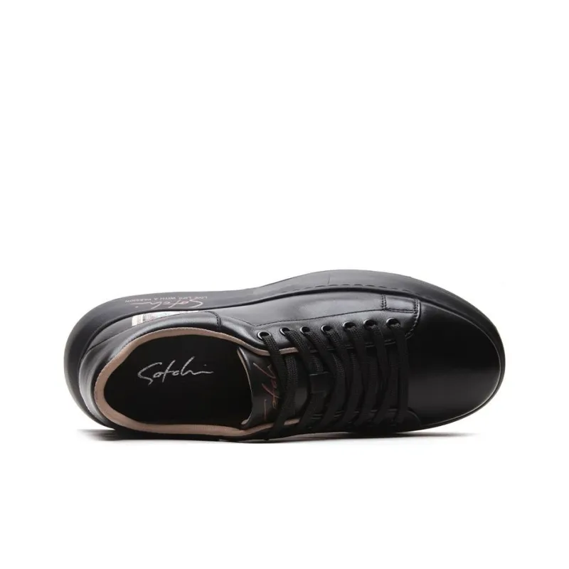 Satchi Slip Resistant Cushioning Abrasion Resistant Lightweight Breathable Low Top Skateboard Shoes Men's Black 5.5cm-3