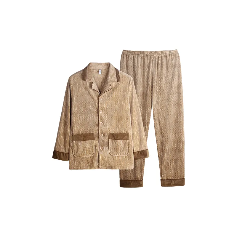 Xuan Liang Pajama Set Men's Light Coffee-0