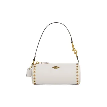 COACH NolitaBarrel Cow Leather Shoulder Bag Small Size Women's Chalk White