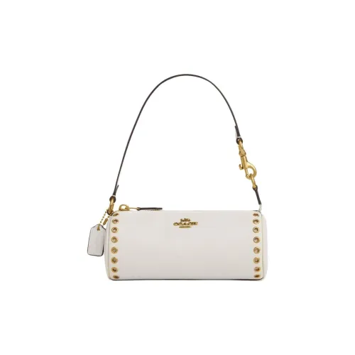 COACH NolitaBarrel Cow Leather Shoulder Bag Small Size Women's Chalk White