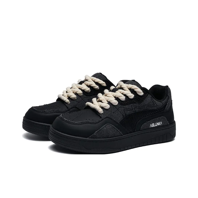 ΛOLUNKΛ Wrapping, Wear Resistant And Non Slip Low Top Skateboard Shoes Unisex Black White-3