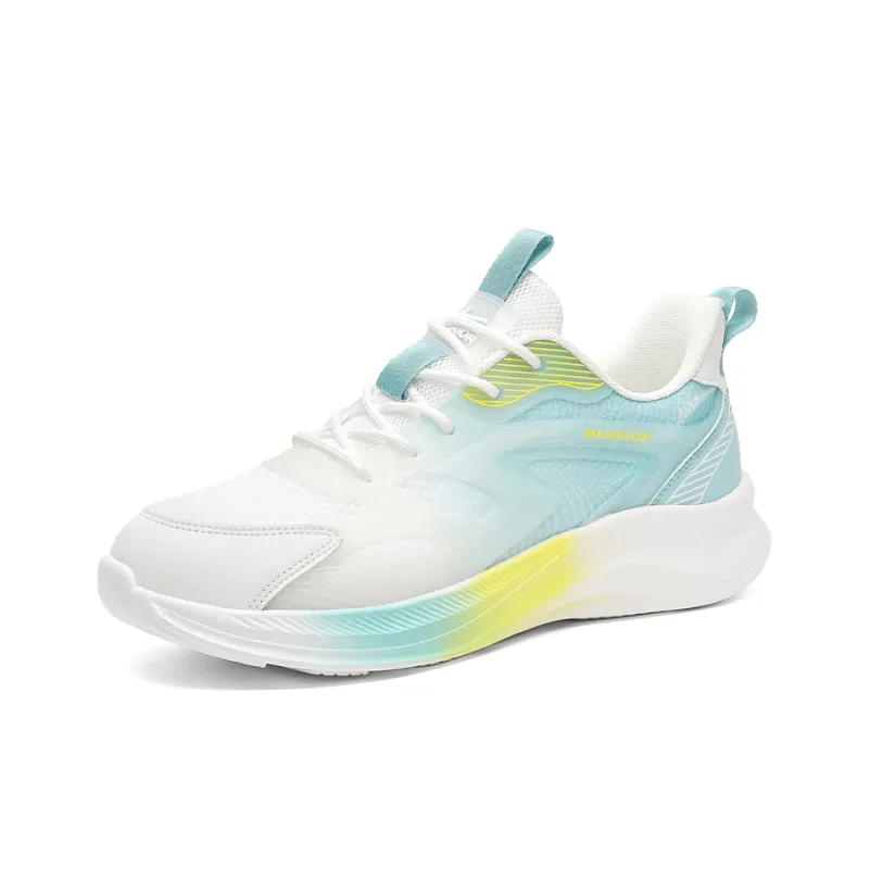 Warrior Anti Slip And Wear Resistant Lightweight Low Top Casual Running Shoes Men's White Blue Yellow-2