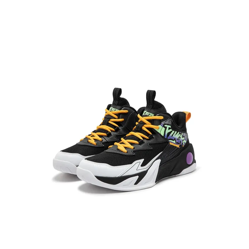 XTEP Non-slip Wear-resistant Shock Absorption High-Top Children's Basketball Shoes Black Tejidos Blanco Kids'-1