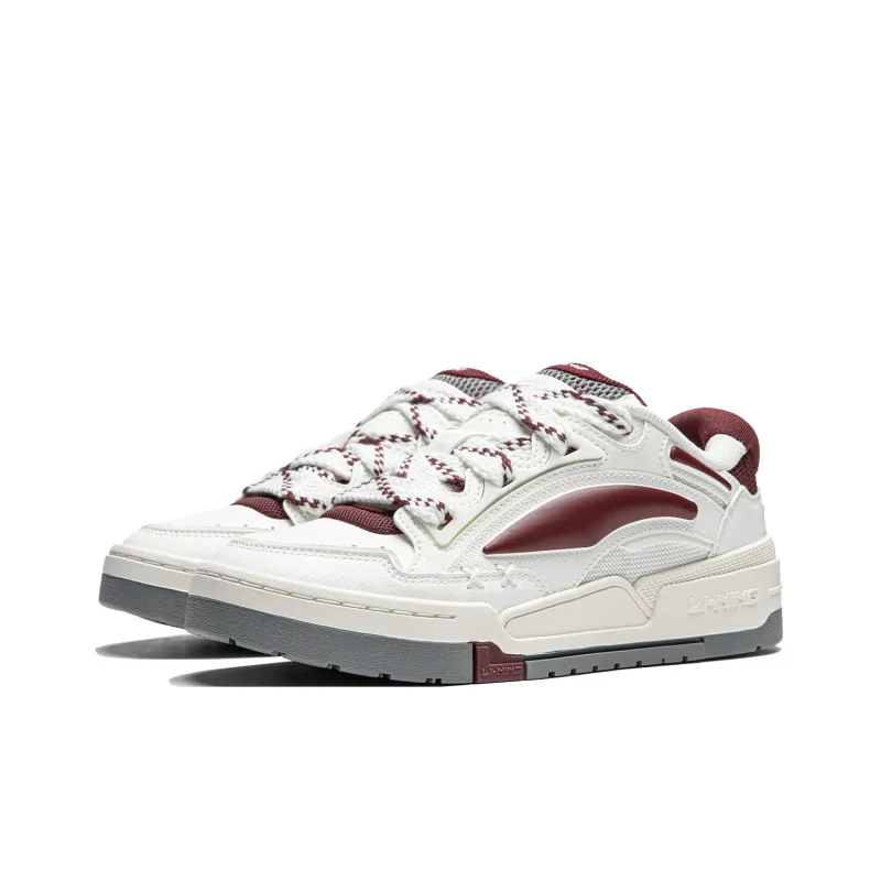 LiNing Journey V2 Slip Resistant Cushioning Wear Resistant Support Low Top Skateboard Shoes Women's White Red-2