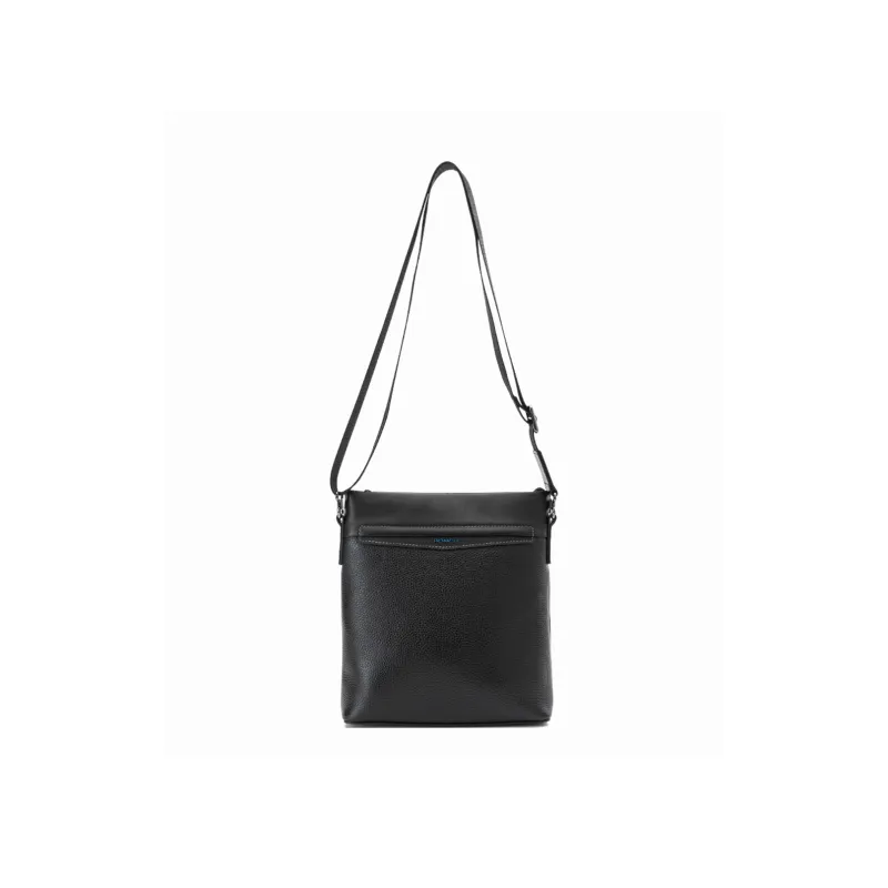 HONGU Cow Leather Crossbody Bags Shoulder Bags Medium Size Men's Pitch Black-3
