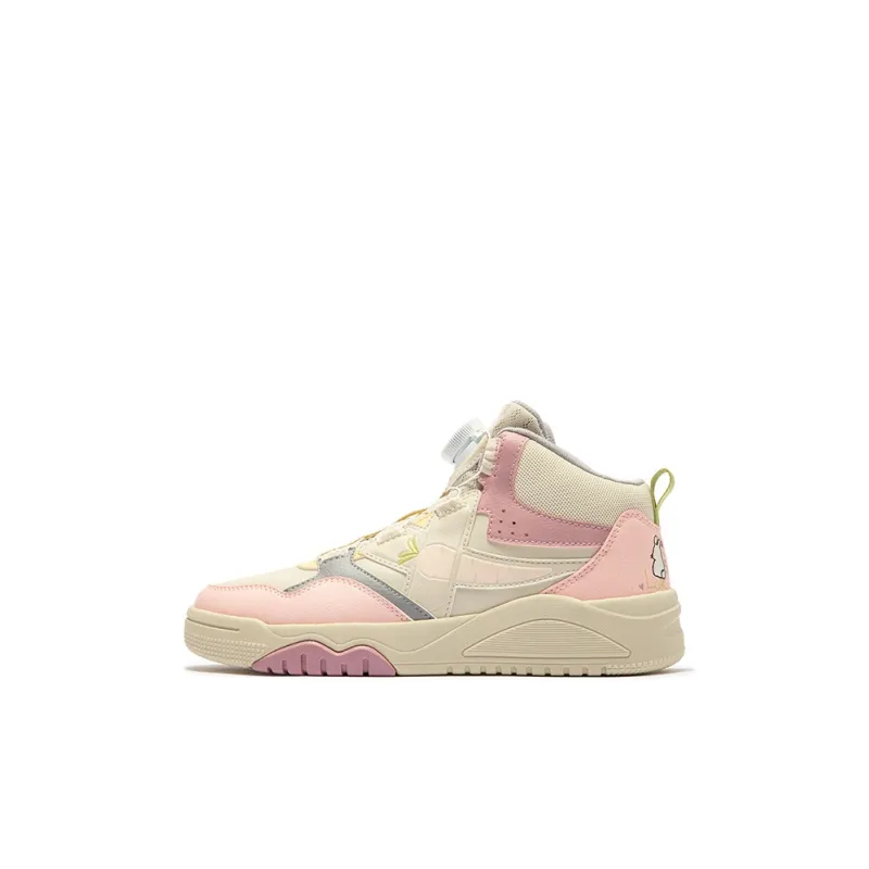 XTEP Non slip Support High Top Kids' Skateboarding Shoes White Pink Kids'-0