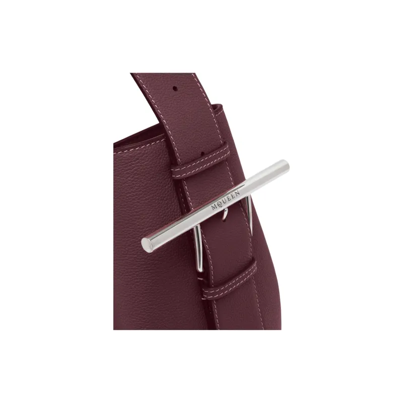 Alexander McQueen T Bar Sling Grained Calfskin Shoulder Bag Women's Deep Red-3