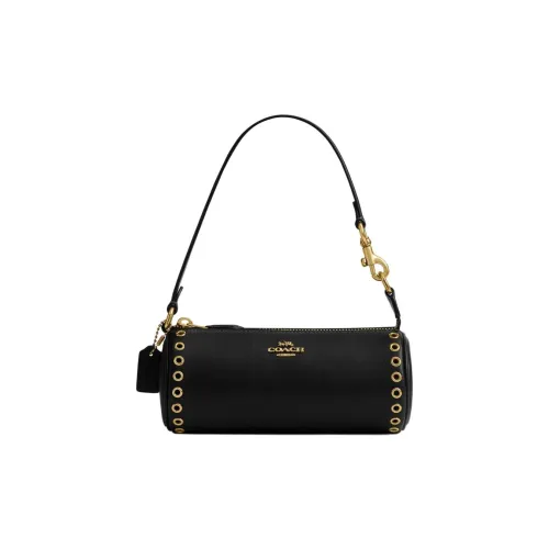 COACH NolitaBarrel Cow Leather Cylinder Bag, Shoulder Bag Small Size Women's Black