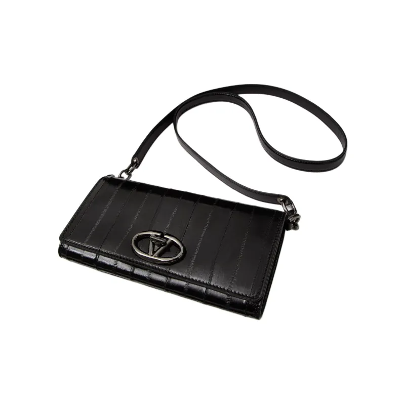 Valentino Vlogo Eel Skin Shoulder Bag, Crossbody Bag, Wallet Women's Black-4