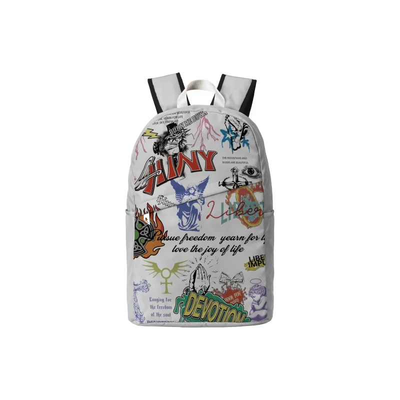 HINY Polyester Student Backpack Regular Unisex White-5