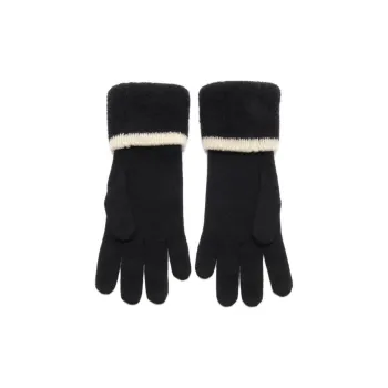 CHANEL Silk Knit Gloves Women's Black