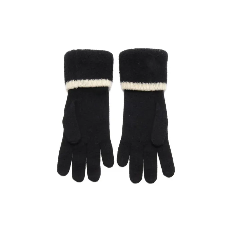 CHANEL Silk Knit Gloves Women's Black-0
