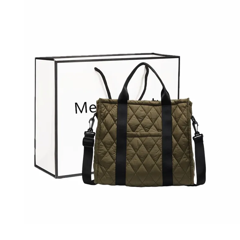 Fitchell Canvas Canvas Bag Crossbody Puffer Jacket Handbag Shoulder Bag Women's Black/Green/White/Khaki-6