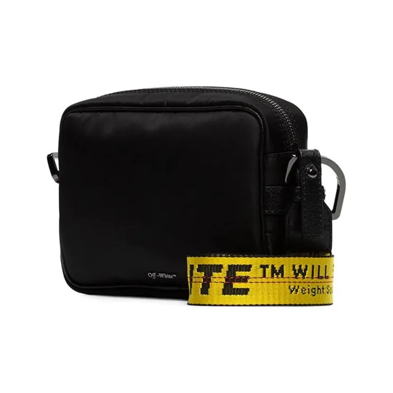 OFF WHITE Crossbody Nylon Leather Trim Black Yellow-1