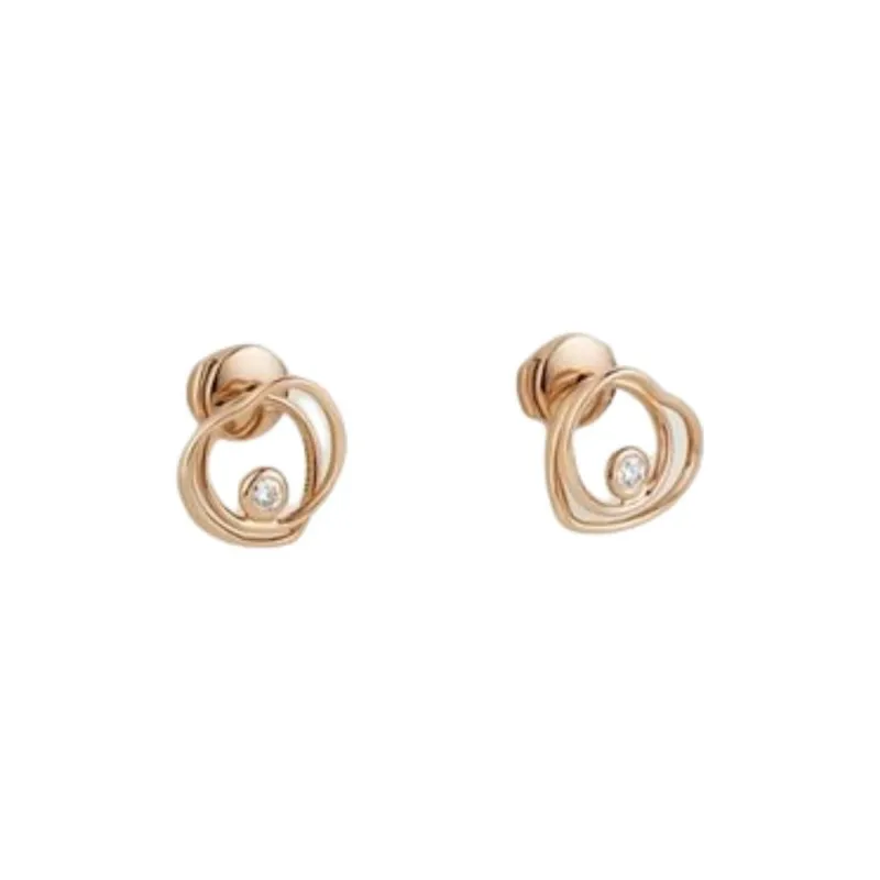 HERMES 750 Rose Gold Diamonds Earrings Women's Gold-0