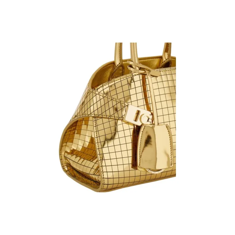 FERRAGAMO Calfskin Shoulder Bag Crossbody Bag Handbag Women's Gold-5