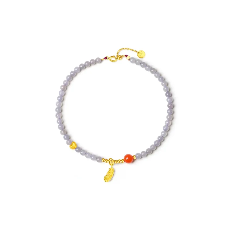 QIAOWUQIAONV Jade Anklet Smoky Purple Women's-0