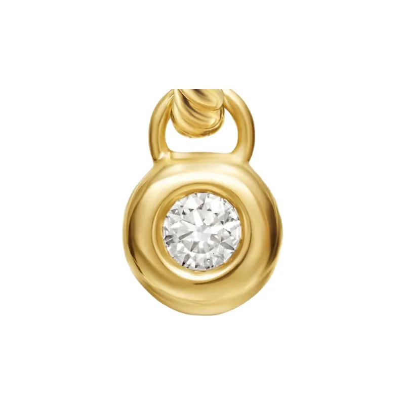 David Yurman 18kt Yellow Gold Petite Cable Diamond Huggie Drop Earrings 17.5mm-2