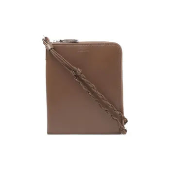 JIL SANDER Tangle Calfskin Passport Holder Men's Brown