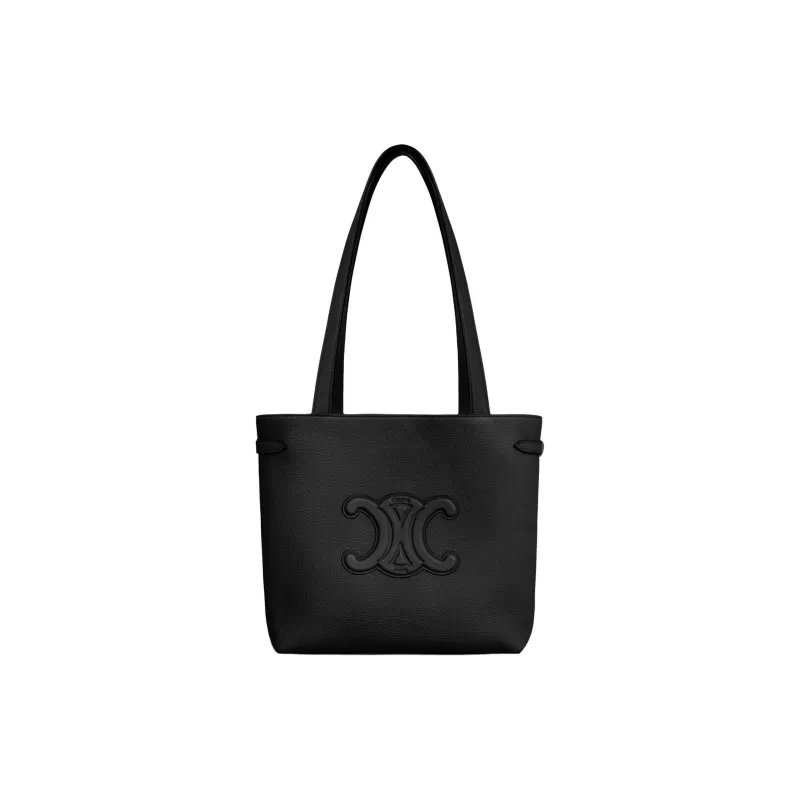 CELINE Triomphe Calfskin Tote Bag, Shopping Bag, Handbag, Shoulder Bag Small Size Women's Black-4