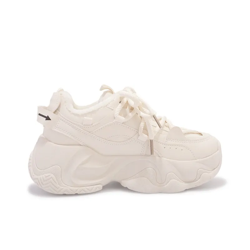 Shen Linsen Cushioning, Slip Resistant, And Abrasion Resistant Low Top Chunky Sneakers Women's Beige-1