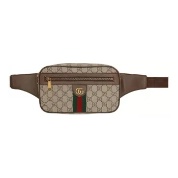 GUCCI Ophidia Canvas With Leather Shoulder Bag Crossbody Bag Fanny Pack Sling Bags Medium Size Unisex Ebony/Brown