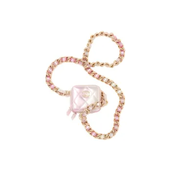 CHANEL Lambskin Clutch Coin Purse Shoulder Bag Crossbody Bag Women's Iridescent Pink