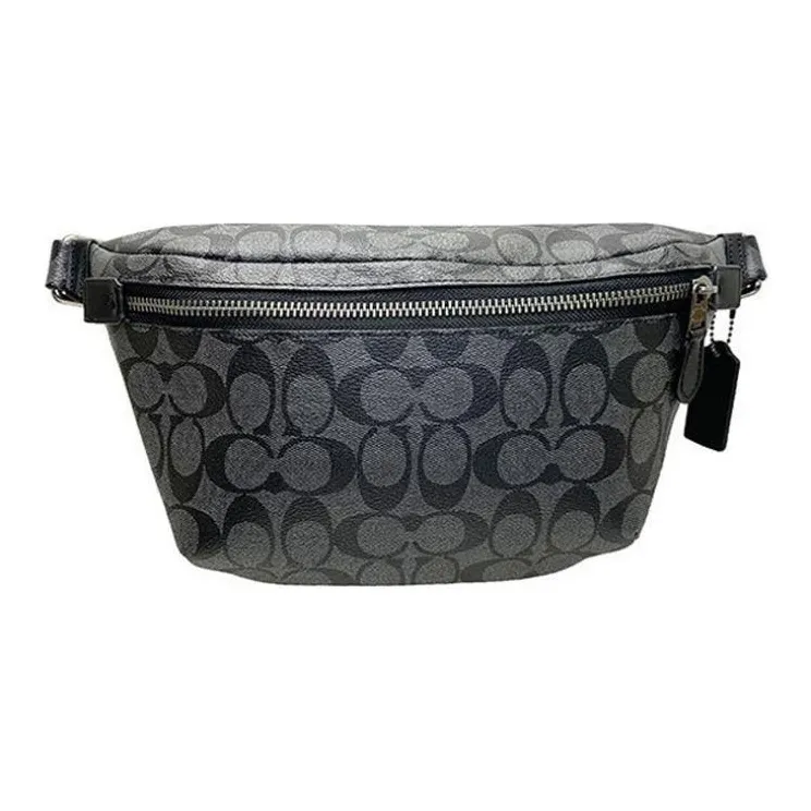COACH Canvas With Leather Sling Bag, Fanny Pack Tubas Men's Charcoal Black Monogram-0