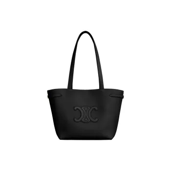 CELINE Triomphe Calfskin Tote Bag, Shopping Bag, Handbag, Shoulder Bag Small Size Women's Black