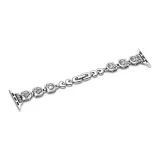 Kitten Metal Chain Strap-Silver with White Zircon