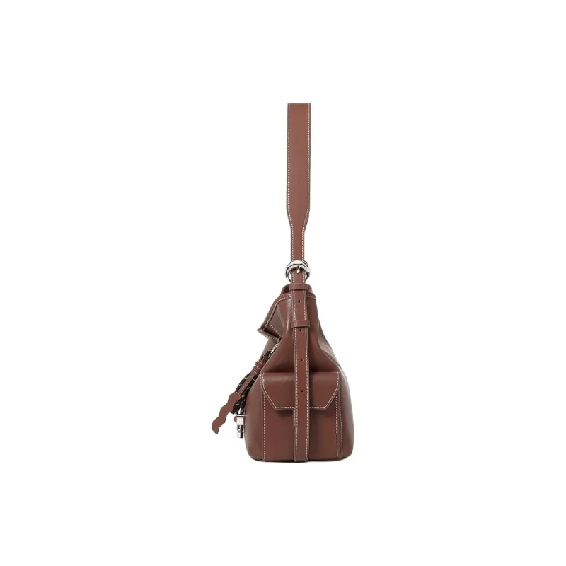 ROBERTA DI CAMERINO Cow Leather Crossbody Bag, Shoulder Bag Regular Women's Classic Black/Vintage Brown-8
