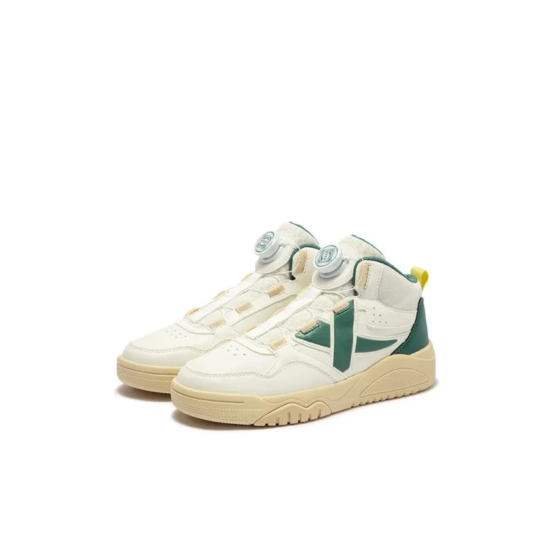 XTEP Non slip Support Mid Top Kids' Skateboarding Shoes Sail White Velour Pine Wood Color Kids'-1