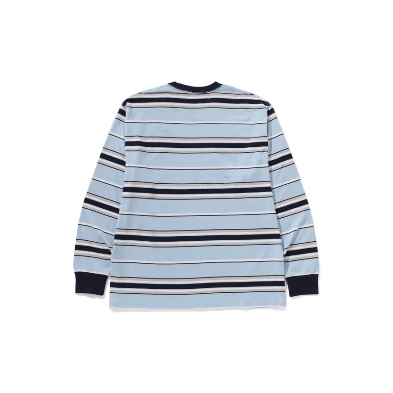 A BATHING APE Head One Point Stripe Relaxed Fit Long Sleeve Tee-1