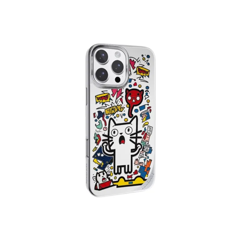 LANWK Gilded Material Confused Cat Phone Case Compatible With Apple IPhone 15/16 Pro/Max Anti Drop Magnetic-0