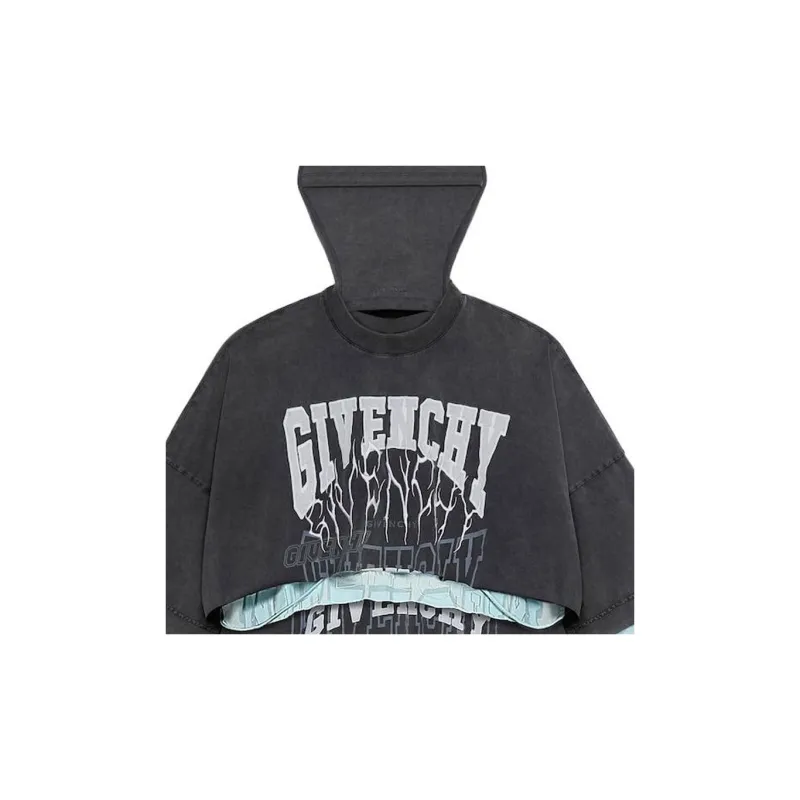 Givenchy Layered Long Sleeve Graphic T Shirt With Balaclava-4