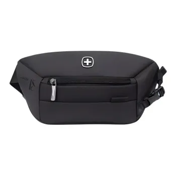 Wenger Polyester With Synthetic Leather Shoulder Bag Crossbody Bag Sling Bags Small Size Men's Black