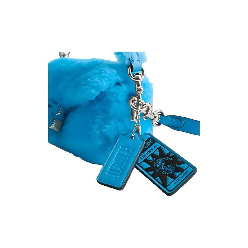 COACH LIL NAS Collaboration Shearling Crossbody One Shoulder Handbag Mini Women's Blue-3