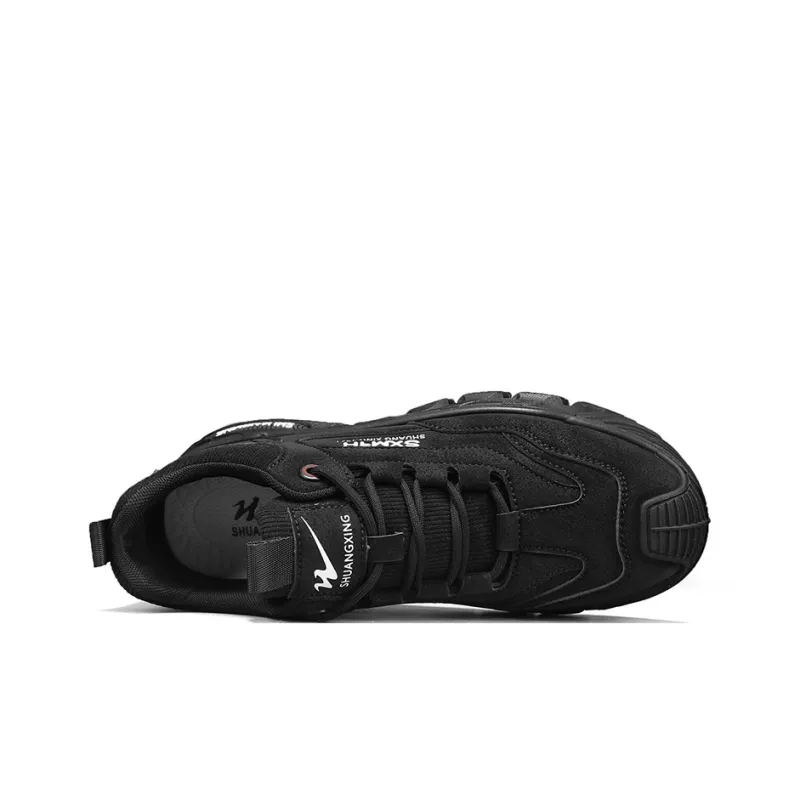 Binary Shock Absorbers With Slip Resistant And Abrasion Resistant Properties Low Top Casual Shoes Men's Black-2