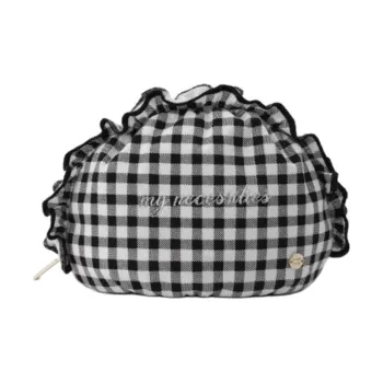 SNIDEL Viscose Coin Purse Clutch Medium Size Women's Ivory White/Pink/Plaid